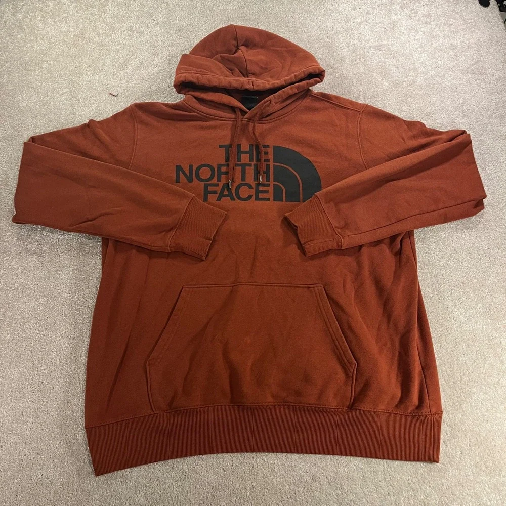 The North Face Hoodie Mens XL Rust Orange Graphic Logo Pullover